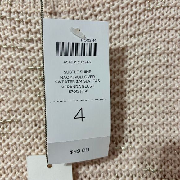 NWT Chico's Subtle Shine Naomi Pullover Sweater XL 3/4 Sleeve Fas Veranda Blush - Picture 5 of 9